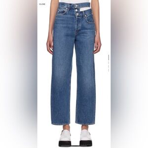 AGOLDE BLUE BROKEN WAISTBAND JEANS SZ 28